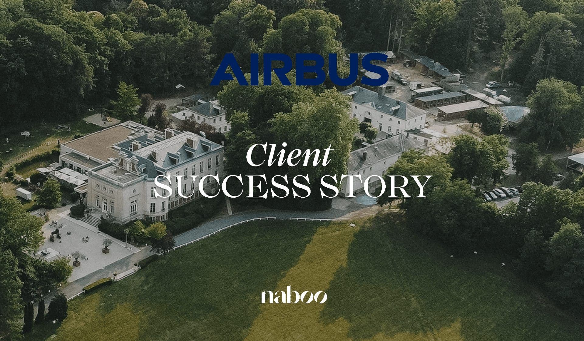 Aerial view of a grand historic estate with multiple buildings, lush trees, and green lawns