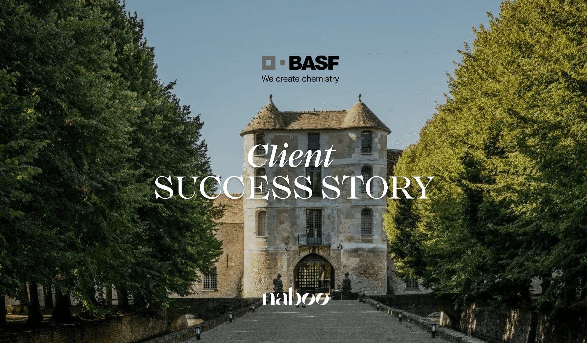 A grand historic chateau, framed by trees, serving as a unique offsite venue for corporate retreats.
