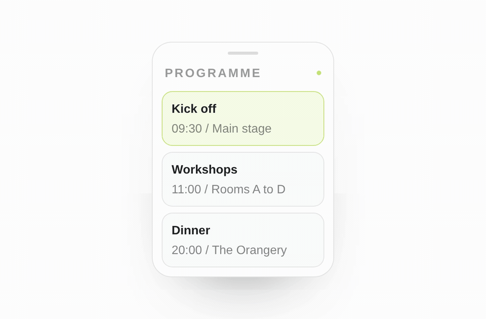 Event App animation, step 3: communicate before the event