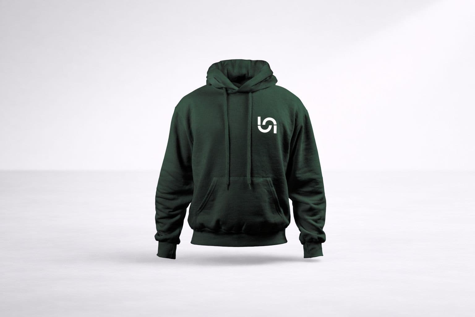 Dark green hoodie with white Naboo logo, suitable for corporate team building events or company offsites.