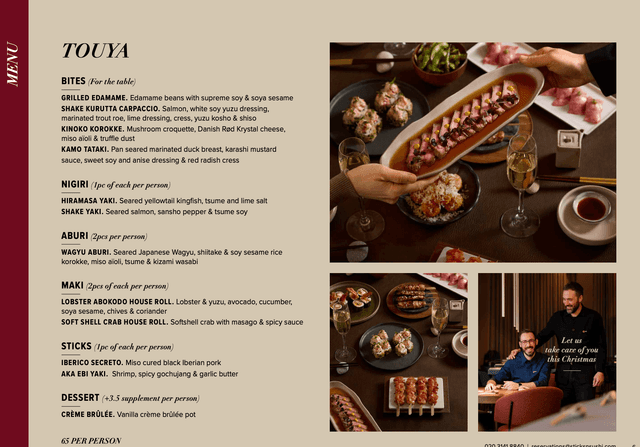 Christmas menu: TOUYA