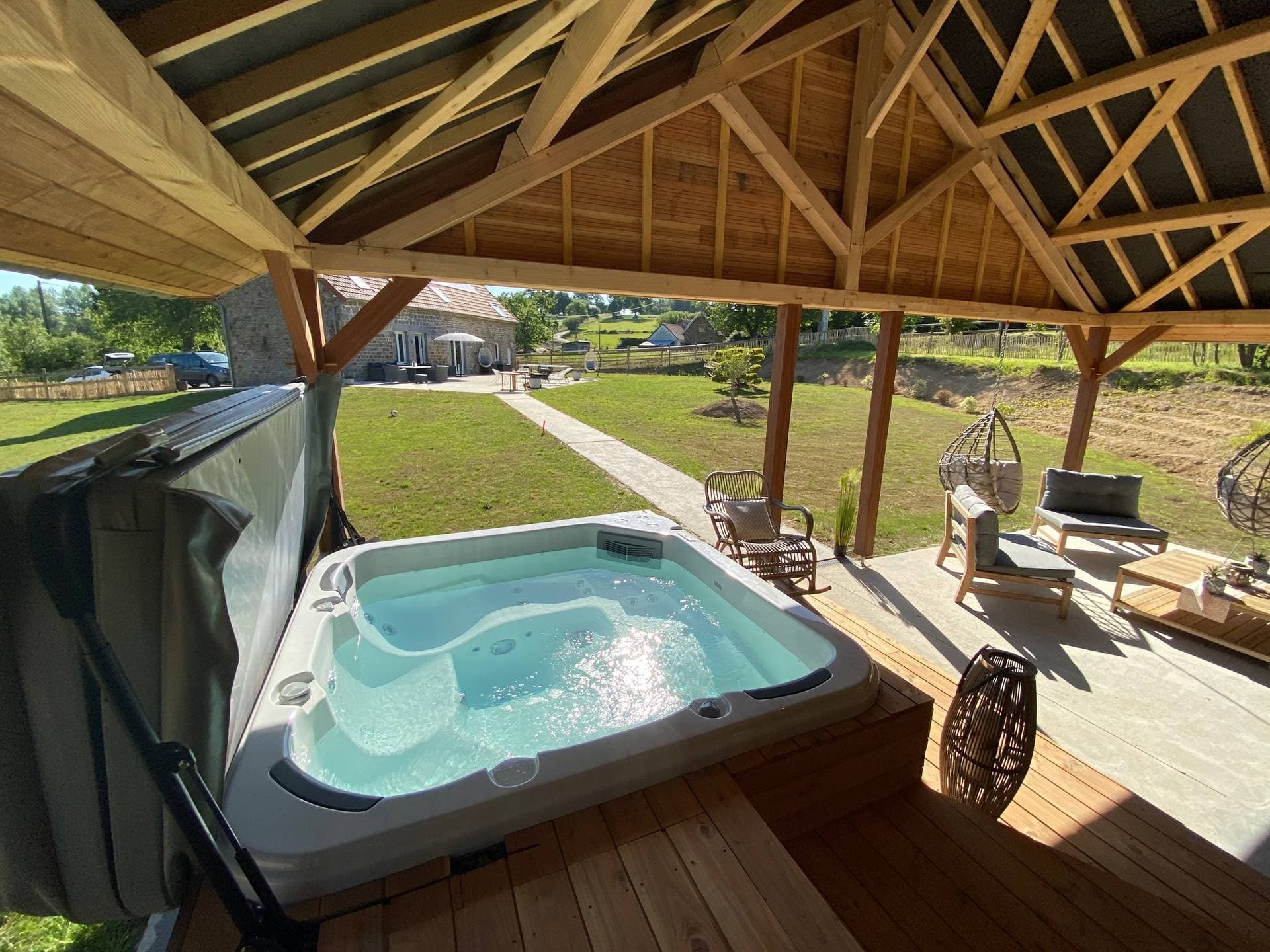 La Clef Decamp - Chaignonnières Roulotte 19 pers 2 Gîtes : jacuzzi 15 min mer 12