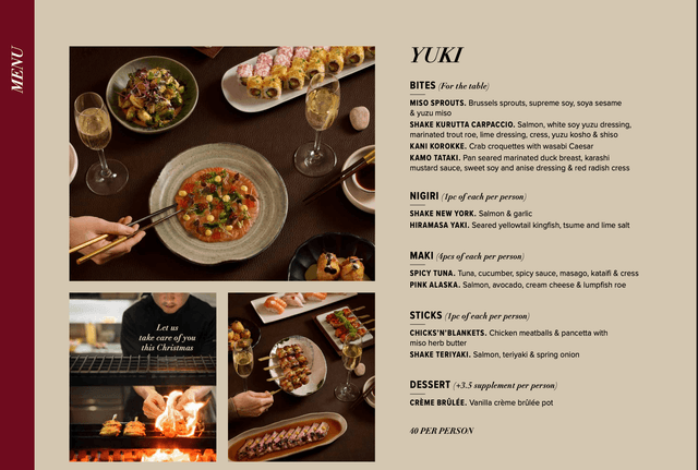 Christmas menu: YUKI-EVERGREEN