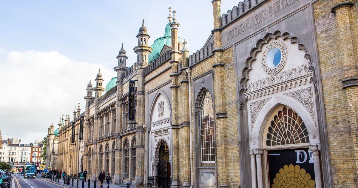 Exterior of the historic Brighton Dome and Corn Exchange, a unique corporate event venue in Brighton.