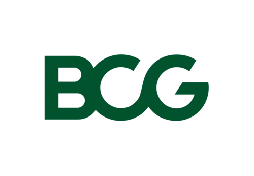 Dark green BCG logo, representing an enterprise client for corporate event planning.