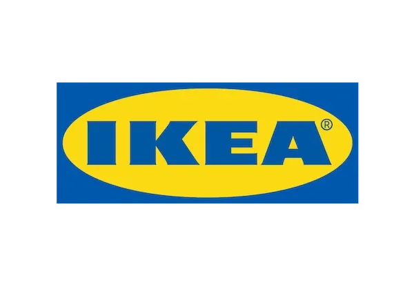 The iconic blue and yellow IKEA logo, featuring the brand name in bold blue letters within a yellow oval.