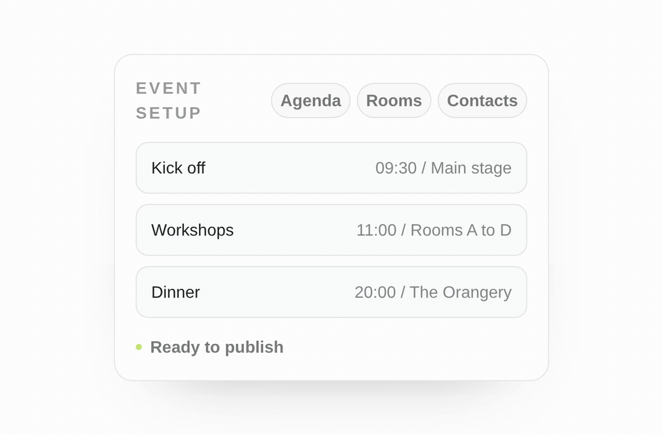 Event App animation, step 1: set up the event
