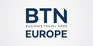 Logo for BTN Business Travel News Europe, a publication covering corporate travel and MICE events.