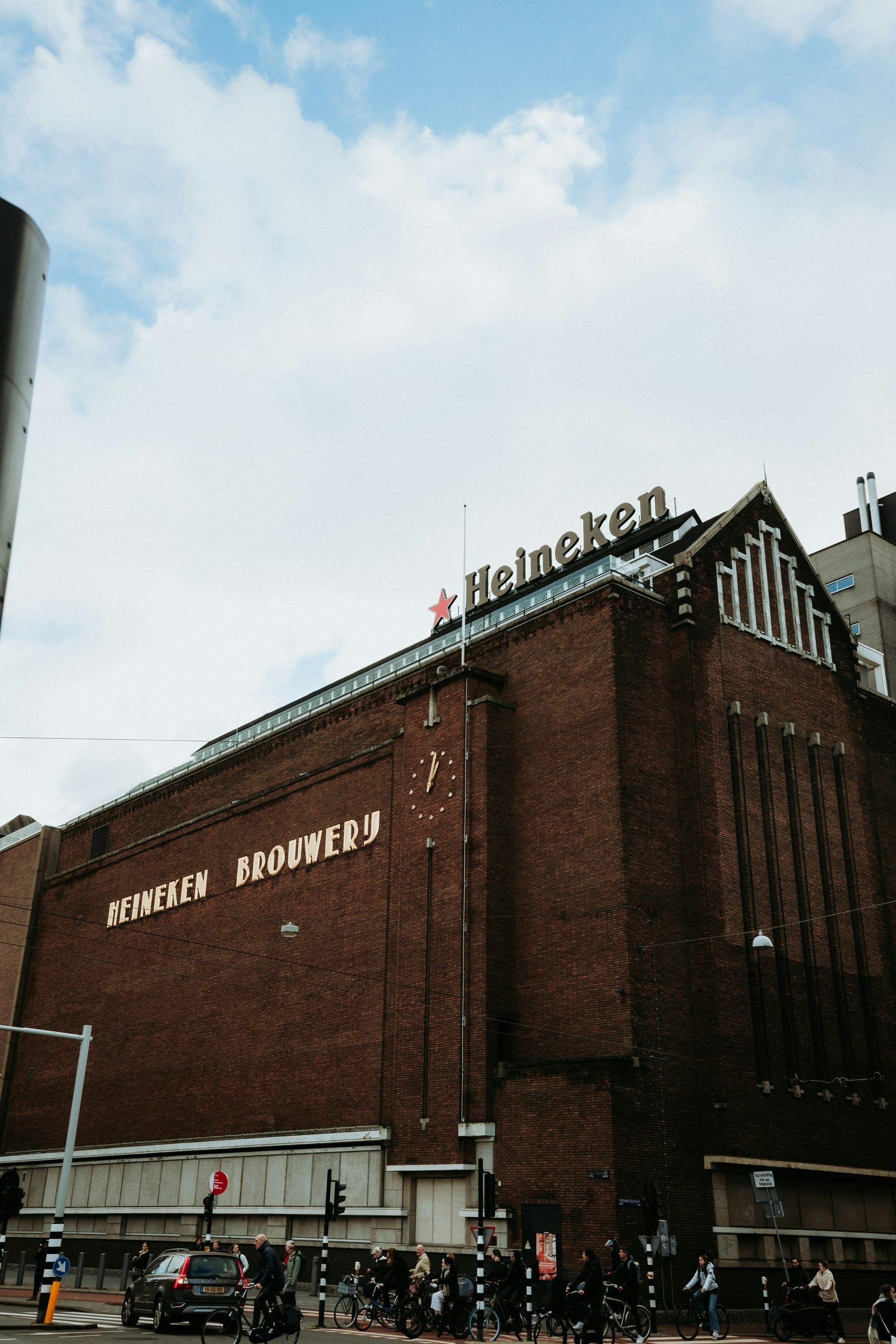 Heineken Brewery, a historic corporate event venue in Amsterdam, with its brick facade.