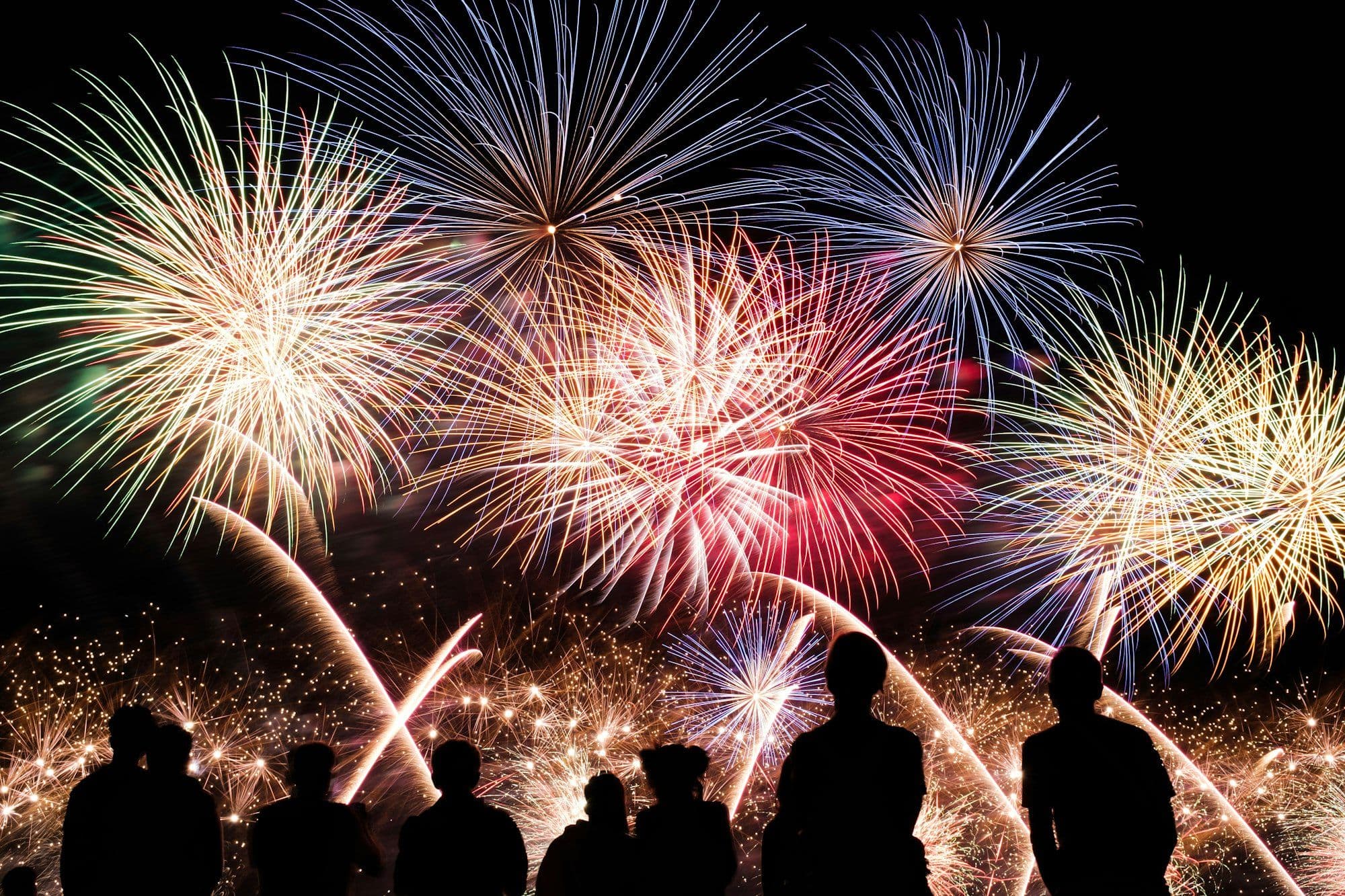 Colorful fireworks marking a company New Year's Eve celebration