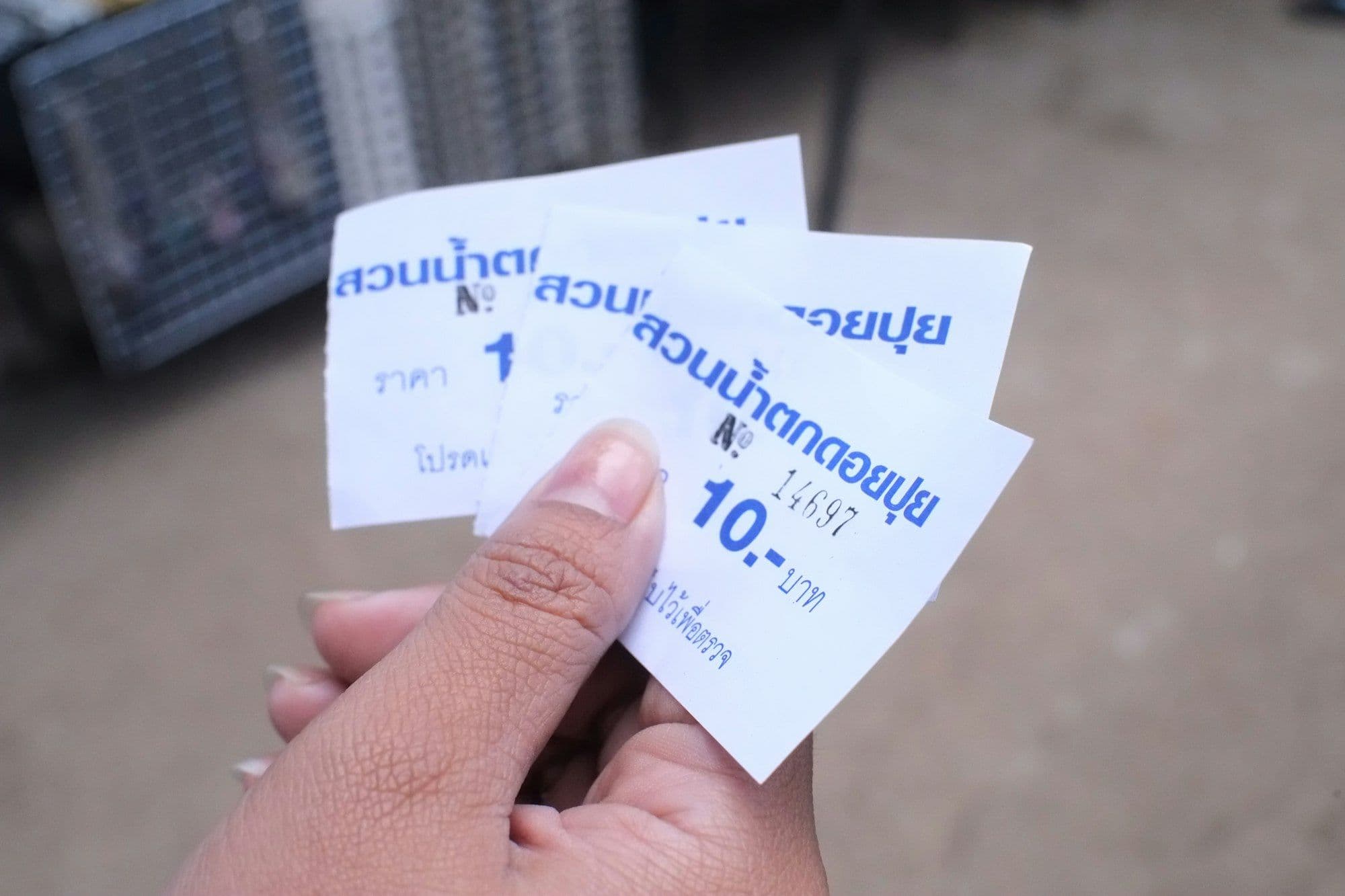 An employee holding Christmas lottery tickets for an office El Gordo draw