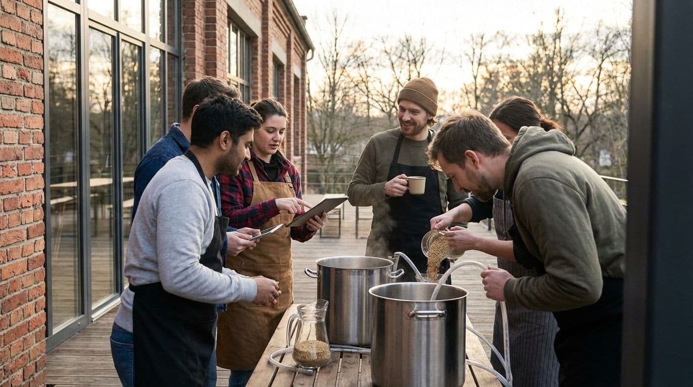 Taller de elaboración de cerveza: una actividad práctica de trabajo en equipo para fomentar la creatividad y la colaboración.