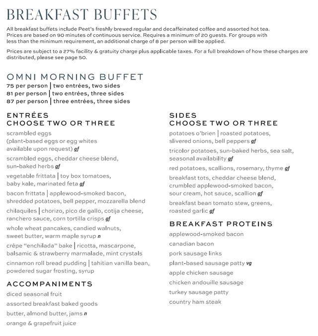Breakfast buffet